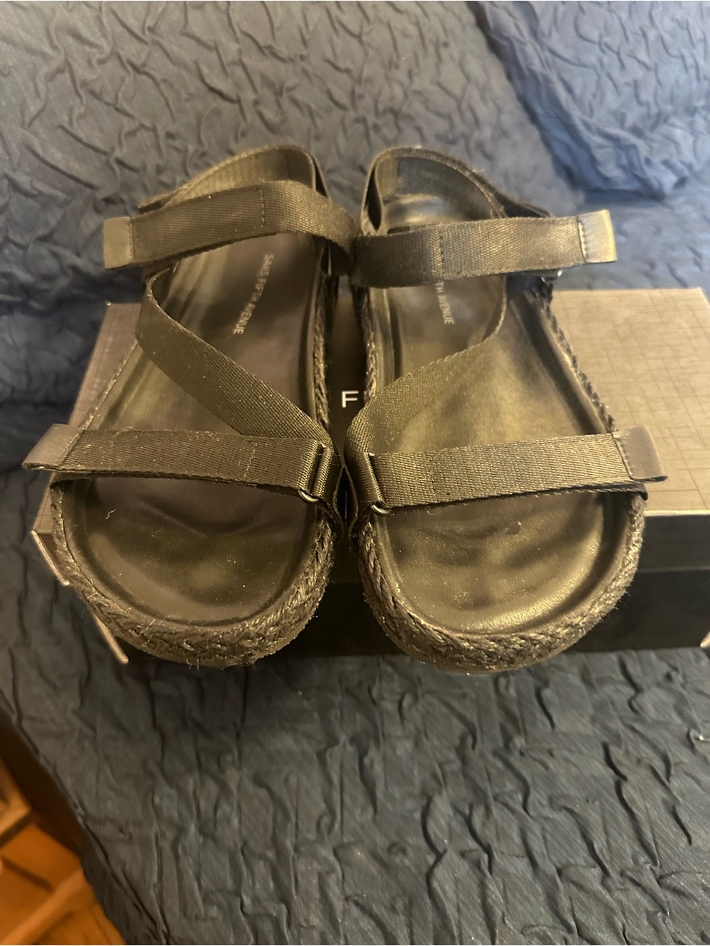 Saks Fifth Avenue Black Strap Sandals